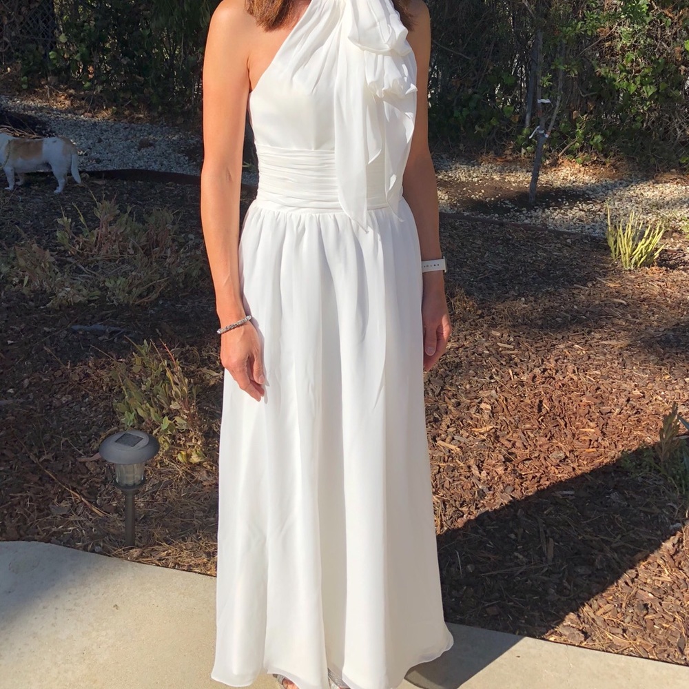 NWOT White Chiffon High Neck Wedding or Afterparty Dress